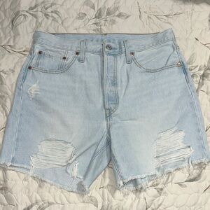 Levi's Light Blue Ripped Jean Shorts